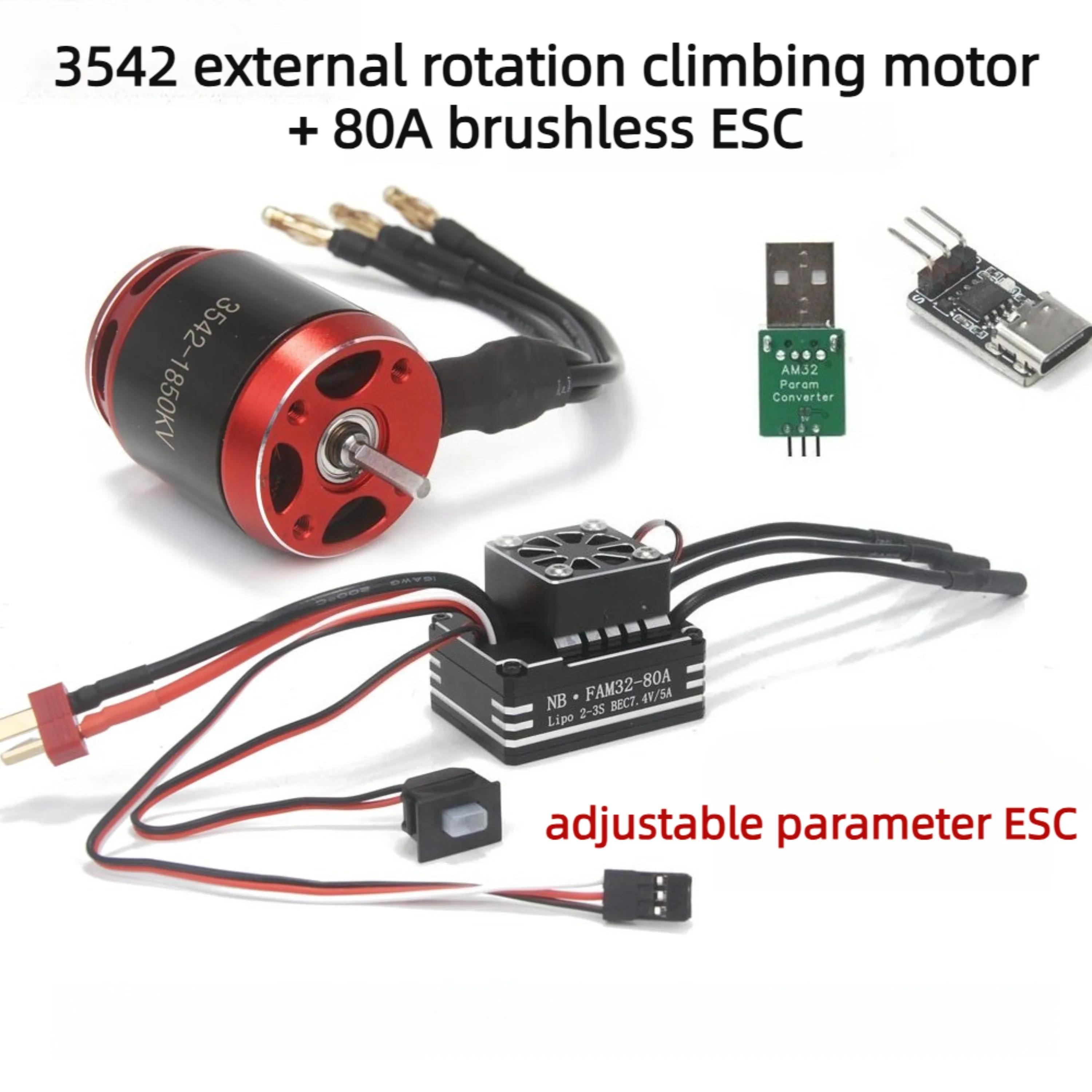 Remote Control Car 3542 External Brushless Motor+80A ESC Compatible with 1/8 and 1/10 SCX10 TRX4 Toy Climbing Car Parts