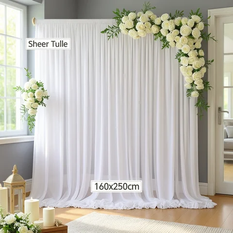 Curtains Window Tulle White Transparent Tulle Curtains Suitable for Living Room Bathroom, Door and Window Home Decoration and Photography Background