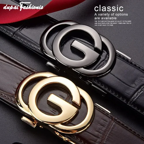 남성용 자동 클릭 메탈 버클 벨트, 블랙 컬러, GG 블렛, 악어 패턴, 럭셔리 가죽, 남성 벨트, 신제품 