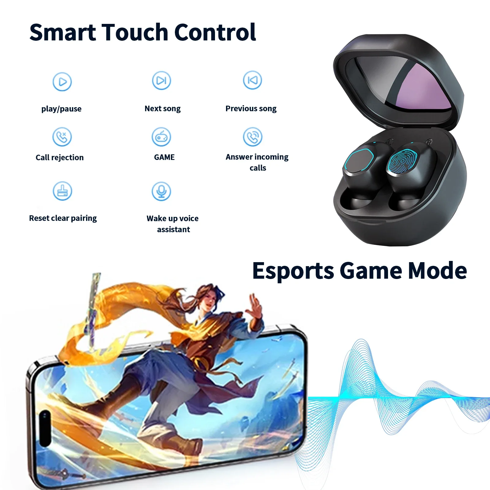 سماعات بلوتوث 5.3 لاسلكية HiFi Sports ENC بخاصية إلغاء الضوضاء مع ميكروفون للتحكم باللمس سماعات أذن أصلية TWS #2