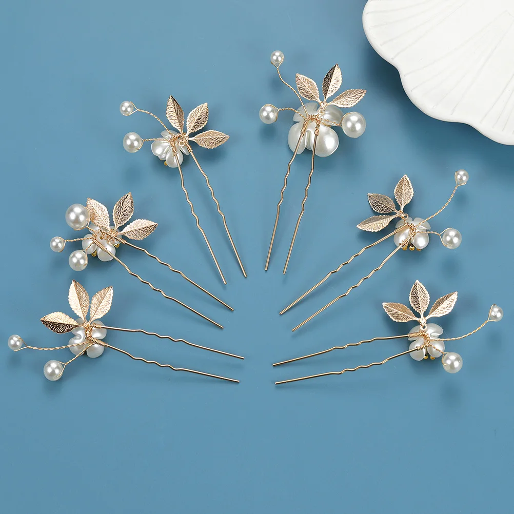 

6pcs Wedding Hair Bun Suit Retro Zinc Alloy Elegant Accessories for Women Bride Bridal Hairpin Banquet Party Christmas