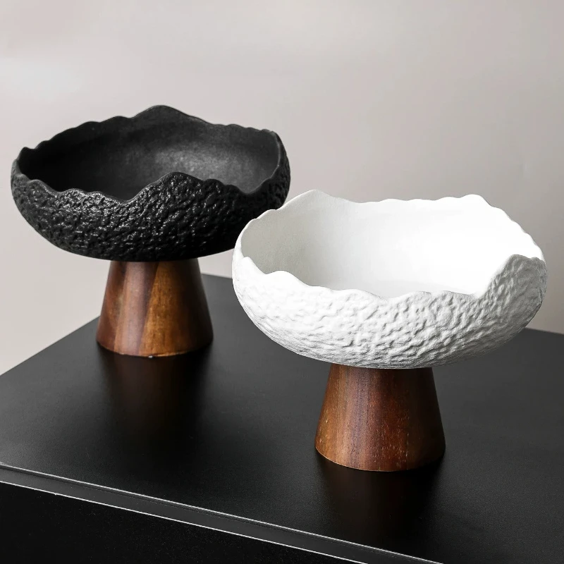 Black White Egg Shape Ceramic Desktop Trash Can Minimalist Storage Bin for Living Room Coffee Table Dining Room Home Decor