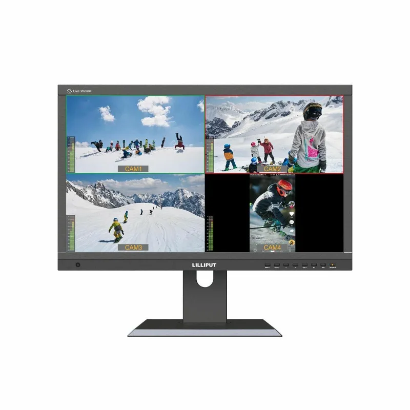 Four-screen video live stream monitor with PGM video switching HDMI SDI