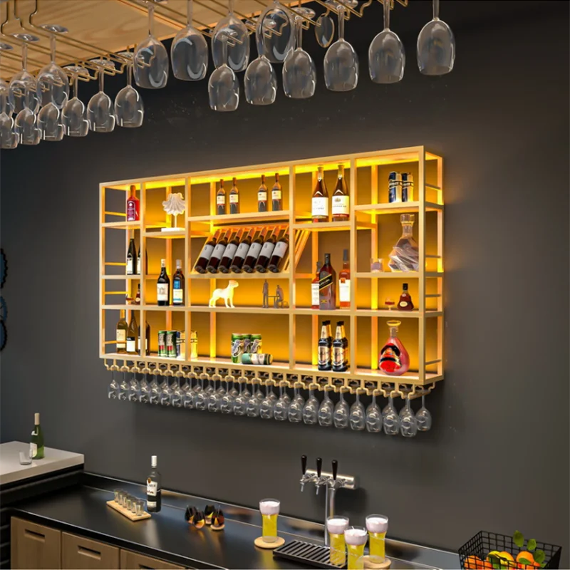 Liquor Wall Mounted Bar Cabinet Restaurant Club Salon Storage Wine Cabinets Corner Display Mueble Para Vino Kitchen Furniture