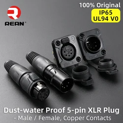 Neutrik's REAN IP65 5 Pins XLR Cable Connectors Outdoor Waterproof Microphone,Amplifier,Mixer,Phantom Power Cable Plug / Socket