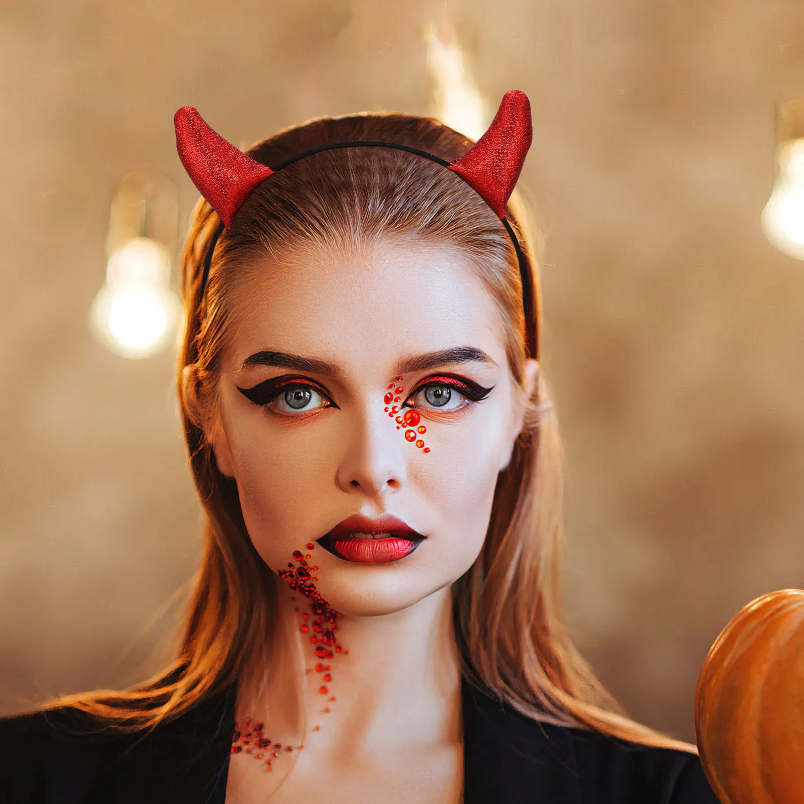 

2Pcs Halloween Horn Hair Hoop Devil Themed Headband for Women Costume Party Masquerade Festival Celebration Chic Elegant Eye