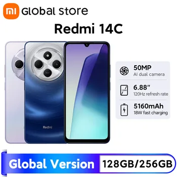 글로벌 버전 Xiaomi Redmi 14C 스마트폰 6.88인치 120Hz 디스플레이 MediaTek Helio G81-Ultra 5160mAh 배터리 50MP AI 듀얼 카메라