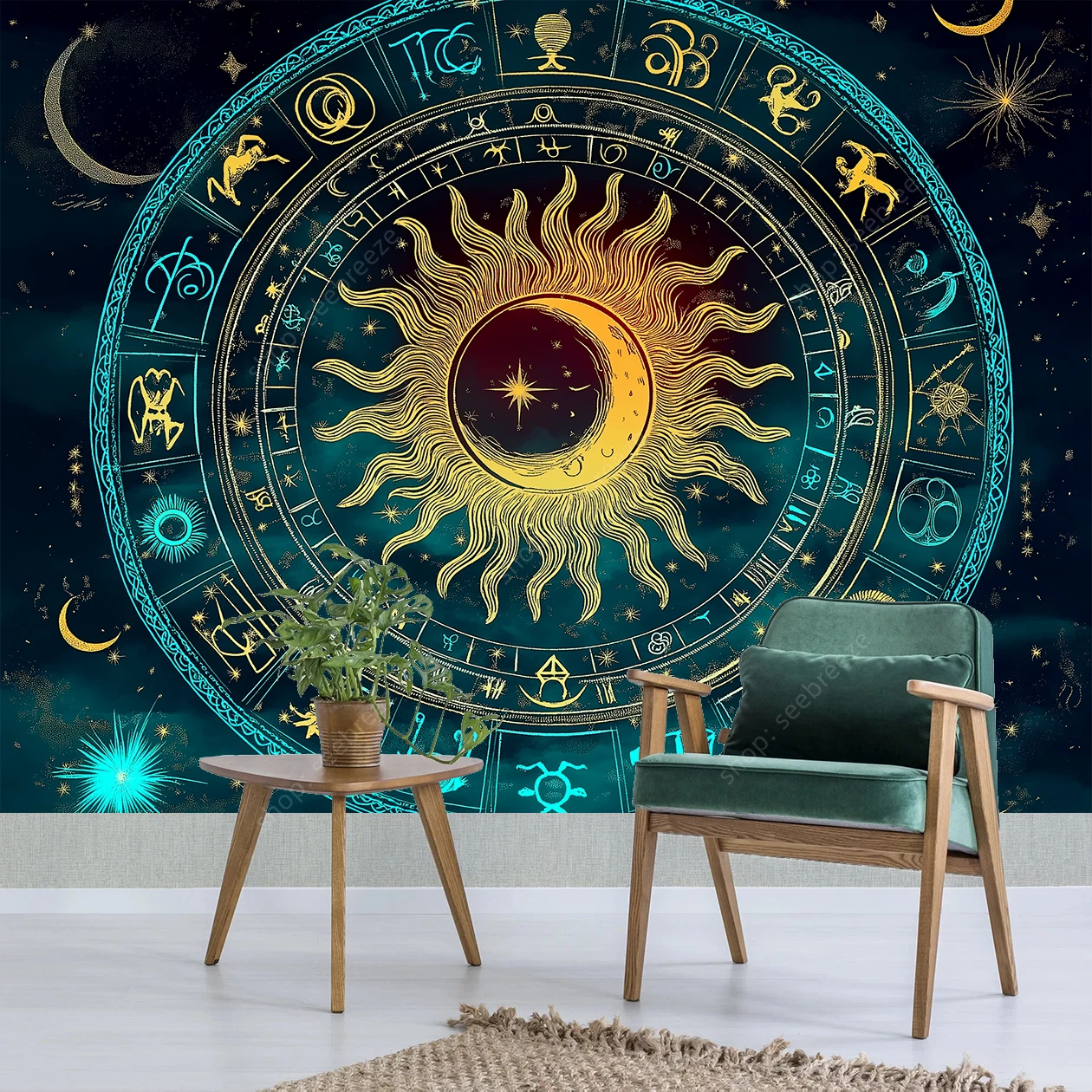 زودياك علم التنجيم نسيج الأبراج النابضة بالحياة ابراج الرموز التأمل الروحي مكتب المنزل عنبر ديكور غرفة نوم هدية #4