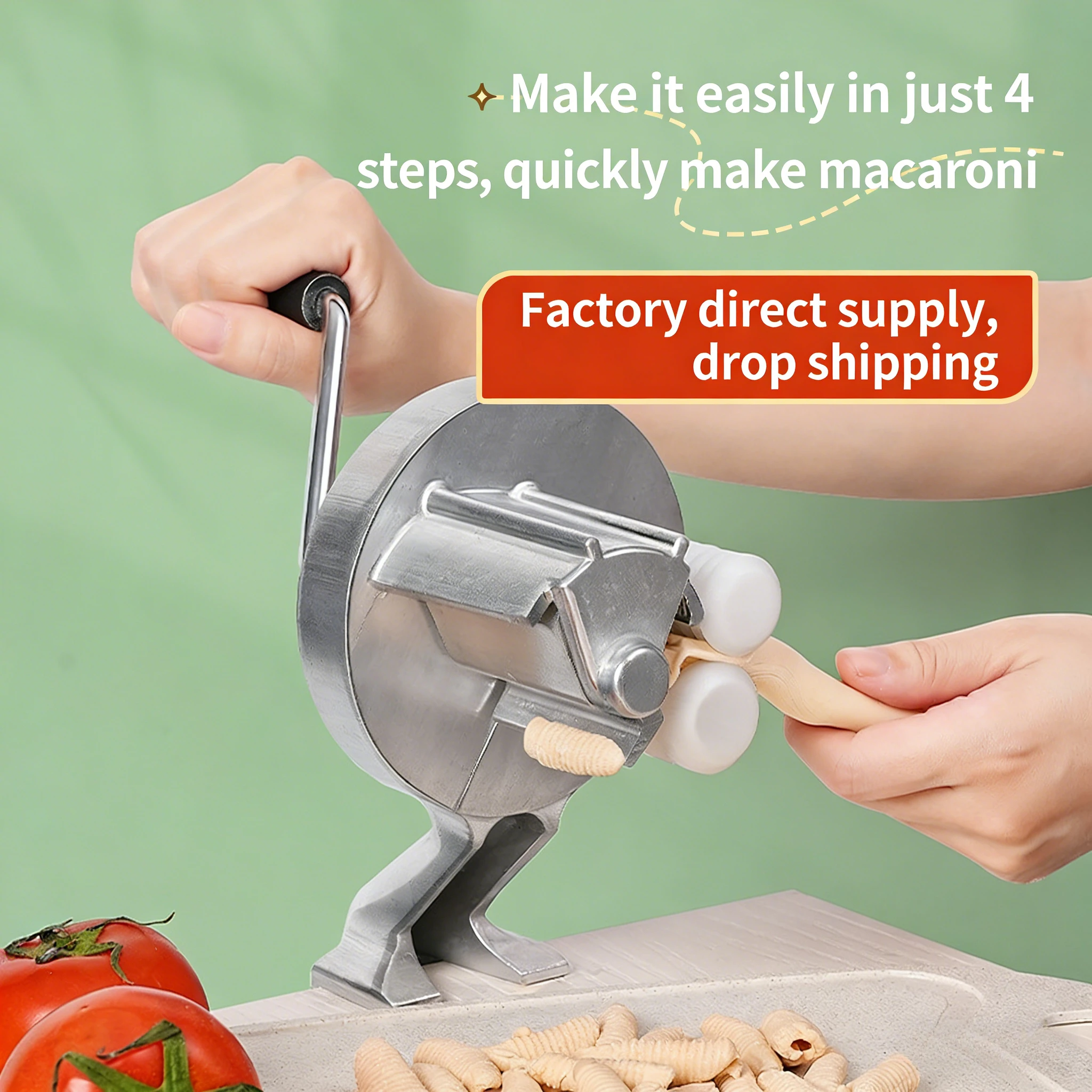 Manual Pasta Maker Machine, Hand Crank Noodle Press for Spaghetti Lasagna, Home Kitchen Macaroni Maker with Roller Cutter