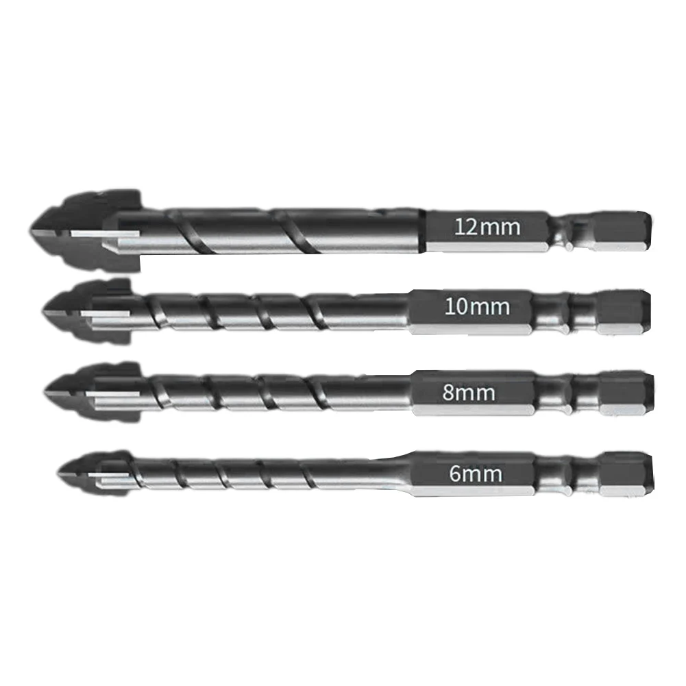 

4Pcs Eccentric Drill Bit 6/8/10/12mm 1/4'' Shank For Glass Tile Hole Punching Drilling Rock Slab Triangle Drill Bit Tool Parts