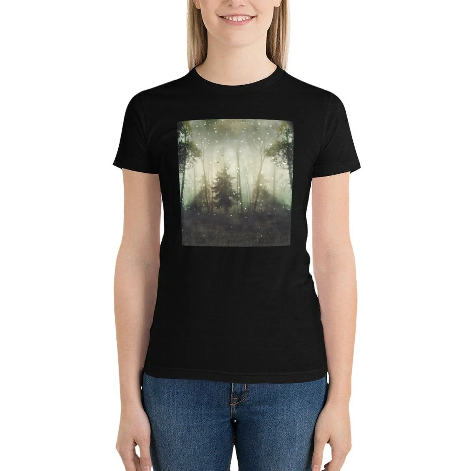 

Wonders and Mysteries - Magical Forest Scenery T-Shirt hippie clothes Blouse funny Women's clothing