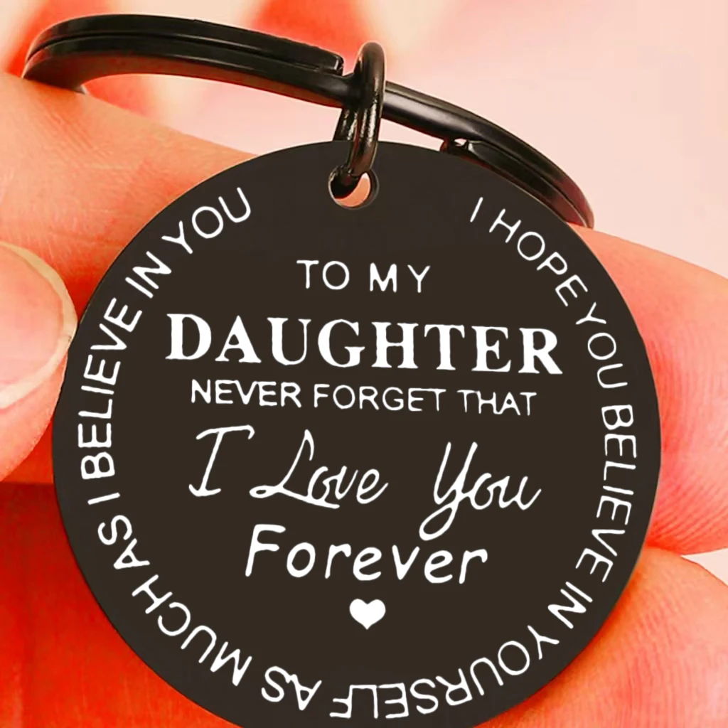 هدية سلسلة مفاتيح ملهمة لابنة من أبي وأمي لا تنسى أبدًا أنني أحبك إلى الأبد - مثالية لعيد الميلاد وأعياد الميلاد