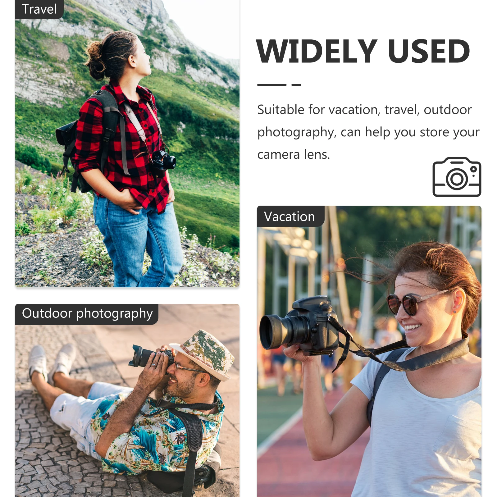 

Camera Lens Bag Portable Shockproof Storage Protective Padded Zipper Travel Camera Lens Pouch Compact Lightweight Case