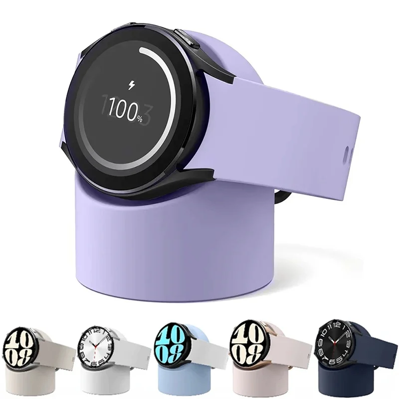 Suporte de Silicone para Carregador de Samsung Galaxy Watch 5 4 3 5 Pro 40mm 44mm 45mm, Base de Carregamento e Armazenamento para Mesa