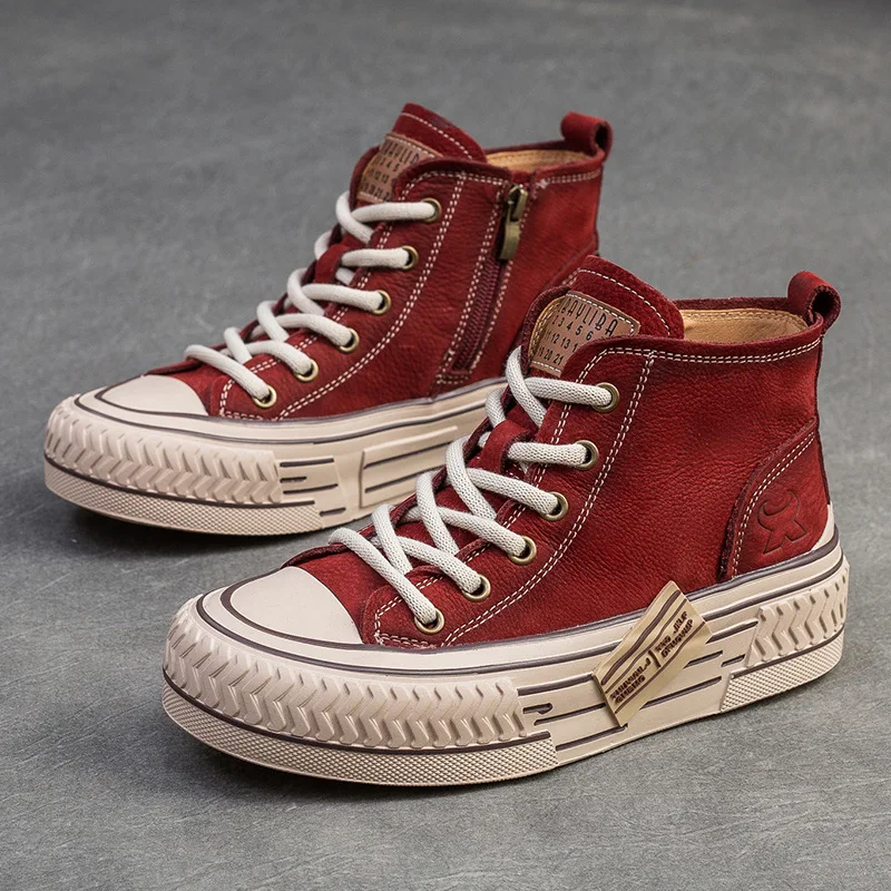 GKTINOO 2024 New Spring Genuine Leather Sneakers Women Shoes Lace-up Sewing Flat Handmade Leisure Comfortable Ladies Shoes
