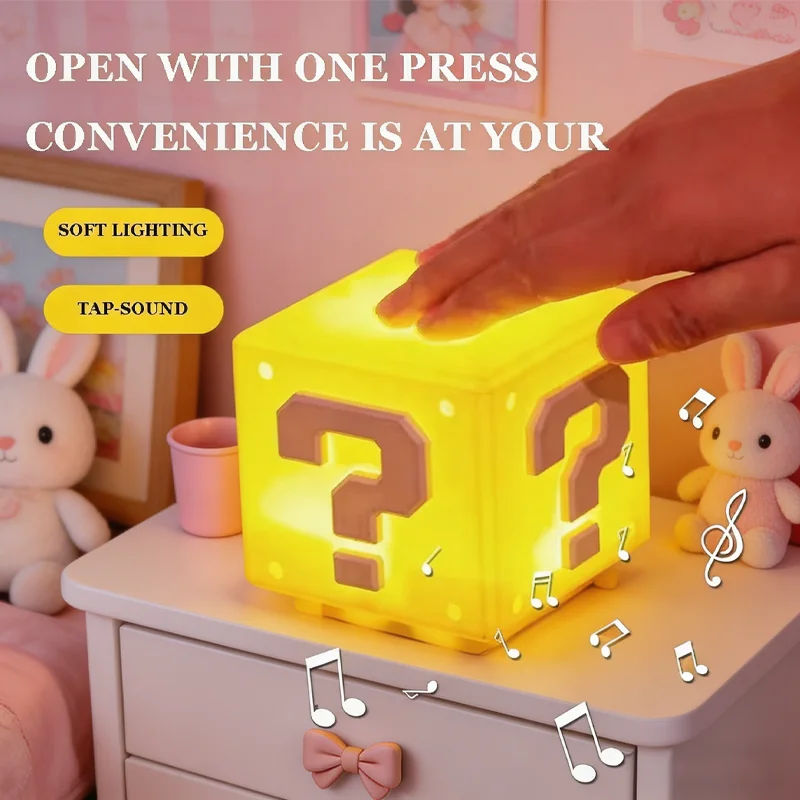 Nueva Lámpara Nocturna LED con Forma de Signo de Interrogación, con Música, Periférico de Anime, Lámpara de Noche para Dormitorio Infantil, Recargable por USB, Regalos de Navidad