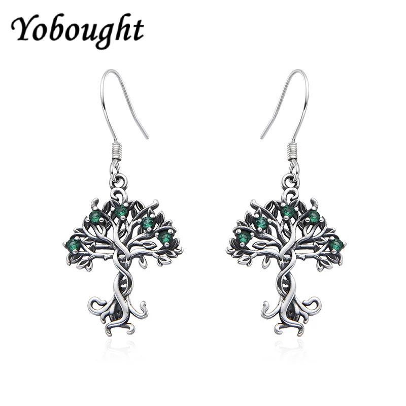

S925 Sterling Silver Tree of Life Earrings With European And American Style Fashionable Design For Women Christmas Jewelry Gift