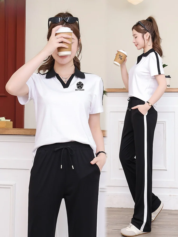 Conjunto Esportivo Casual Feminino TUCANO 2026: Novo Estilo com Gola Dobrável, Manga Curta e Efeito Emagrecedor – Conjunto de Duas Peças para o Verão
