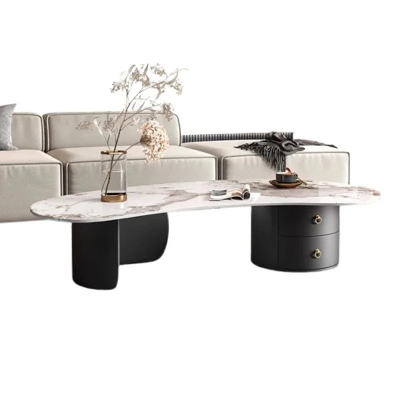 إكسسوارات طاولة القهوة الحديثة الجمالية، طاولات القهوة السوداء الصغيرة الخارجية لغرفة المعيشة، أثاث إيطالي مدمج