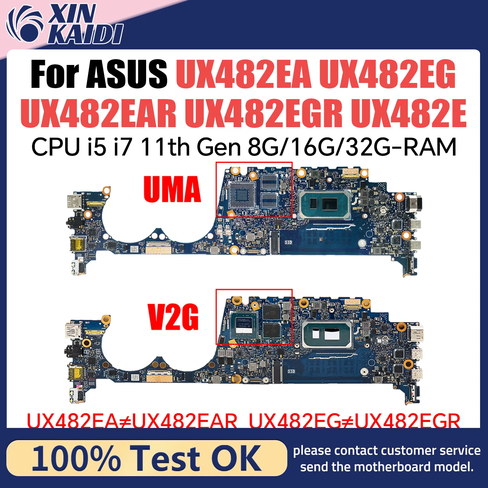 

UX482EGR Mainboard For ASUS UX482EAR UX482E BE482E BX482E Laptop Motherboard i5 i7 11th Gen RAM-8G/16G/32G