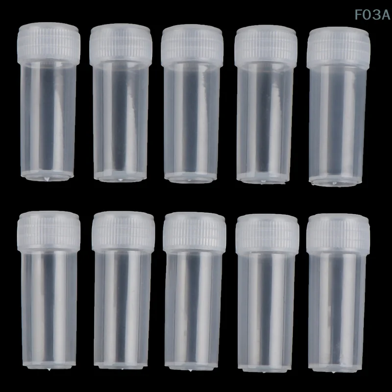 

100Pcs 5ml Plastic Test Tubes Screw Cap Bottles For School Chemistry Supplies