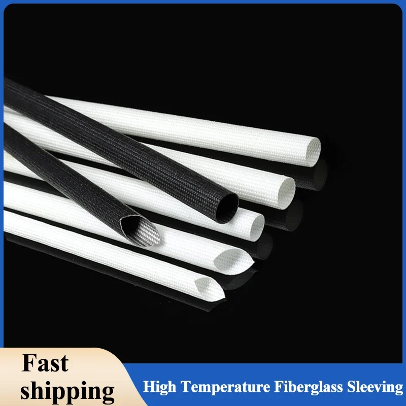 1/2/5m Braided Fiberglass Sleeve ID 1mm ~ 40 mm 600 Deg.C High Temperature Chemical Glass Fiber Tube Fiberglass Sleeving