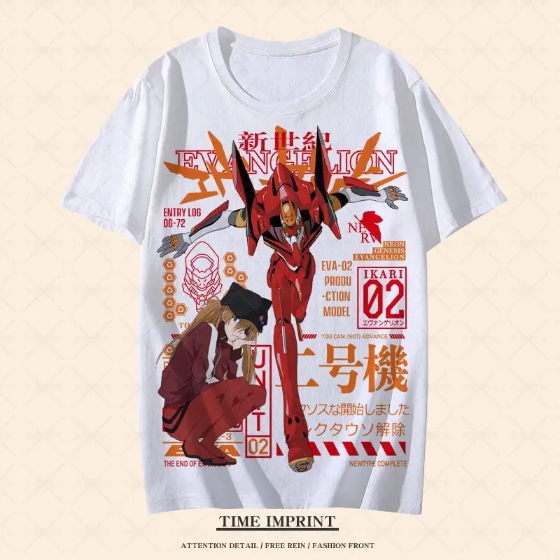 EVA-Anime Neon Genesis Evangelion Asuka camiseta para meninos e meninas, secagem rápida, manga curta, Mari Makinami, top solto, moda