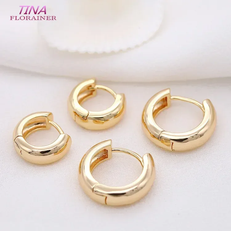 

14K Gold Color Brass New Simple Round Circle Hoop Earrings Gold plated Earring Jewelry Accessories For Women