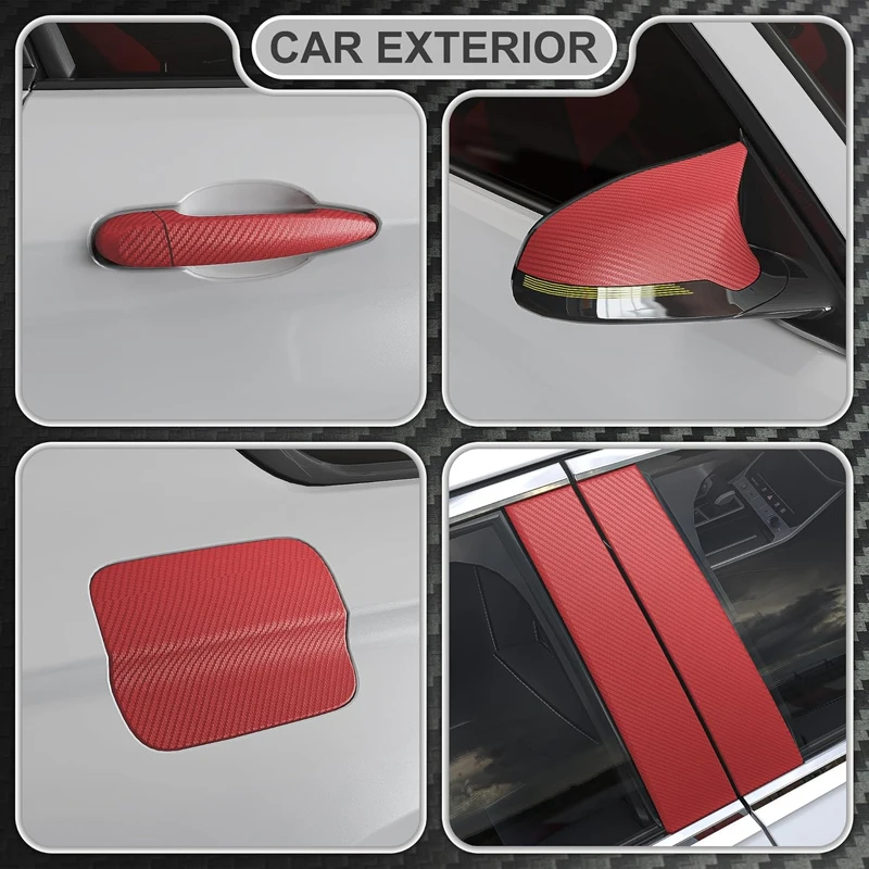 Premium 3D Red Carbon Fiber Vinyl Wrap Roll with Air Release DIY Self Adhesive Decal Sticker Car Wrapping Foil view 4