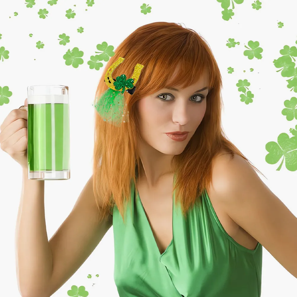 

6Pcs Shamrock Hairpin Kids Lightweight Reusable Hair Clips Holiday Party Decorative Barrettes for Girls St Patrick's Day