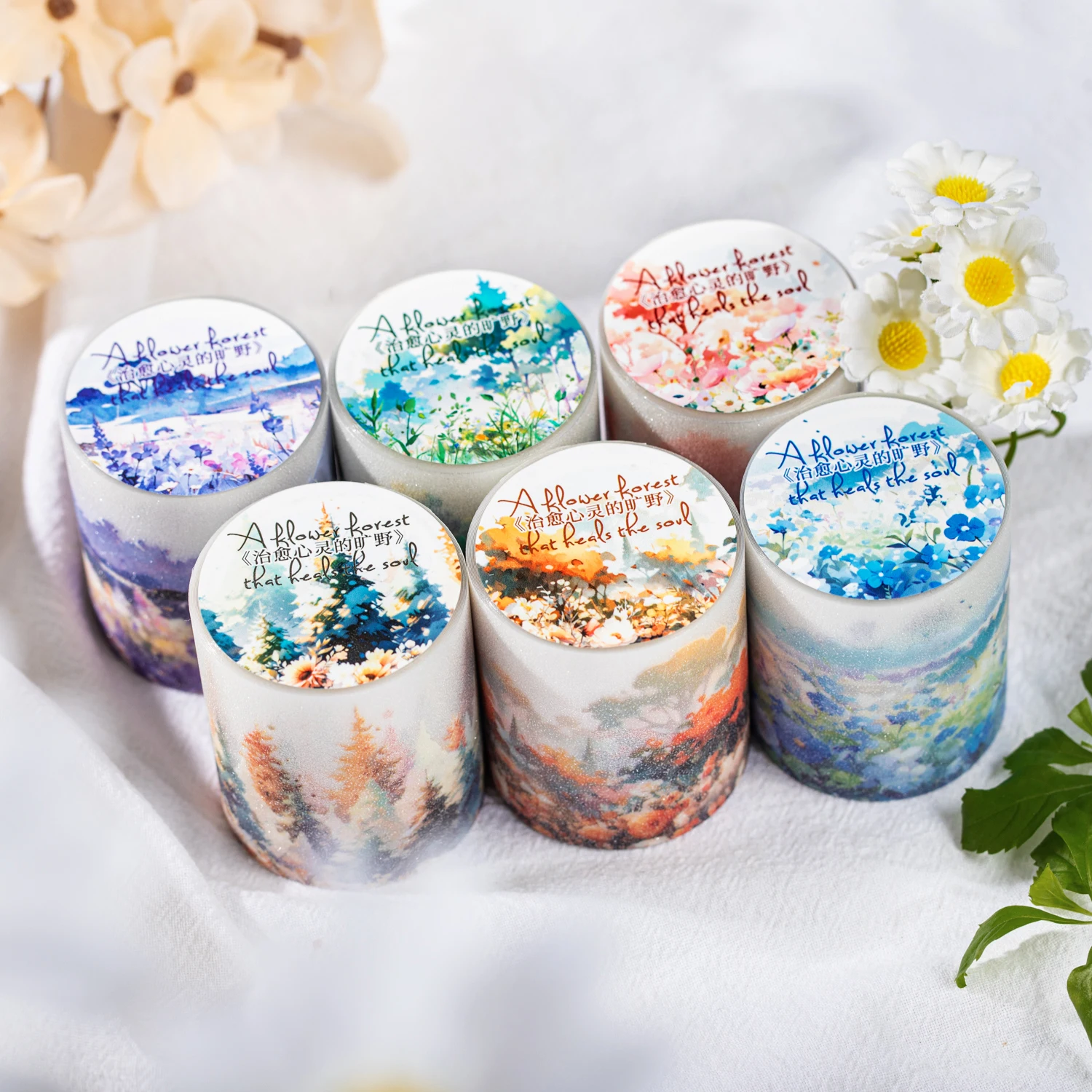 50mm*200cm Healing Wilderness Series Vintage Plant Flower PET Tape Creative DIY Journal Material Collage Stationery