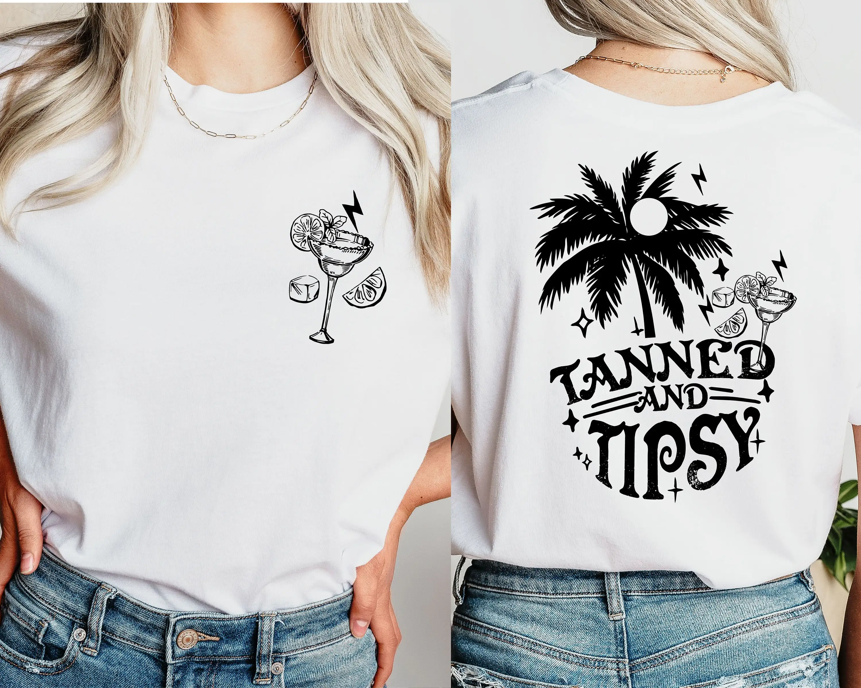 Tanned And Tipsy T Shirt Summer Vibes Beach Vacation Retro Party Drinking