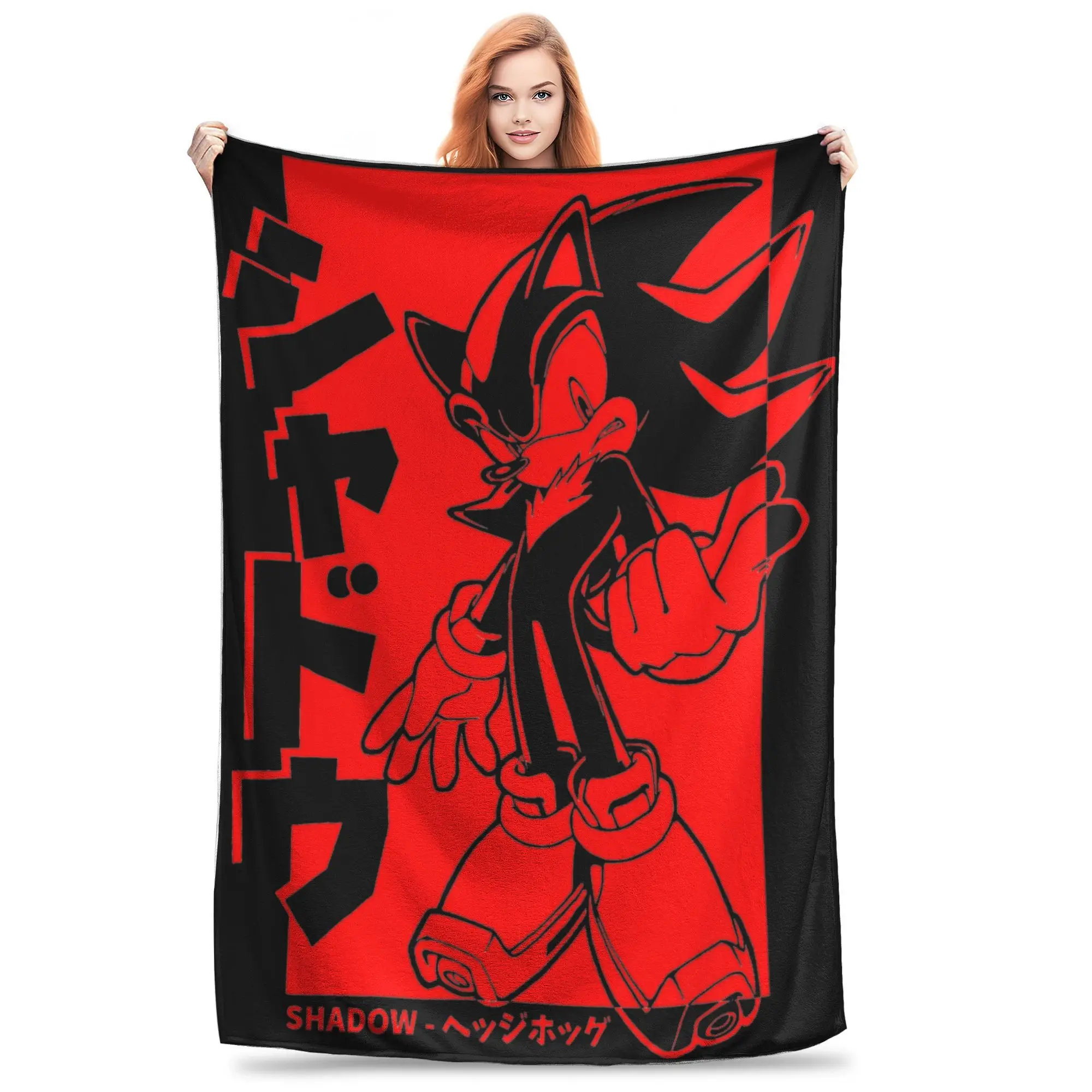 Super Soft Japanese Anime S-Shadows The Hedgehog Throw Blanket Premium Flannel Fleece Lightweight Bed Blanket Fluffy Blankets