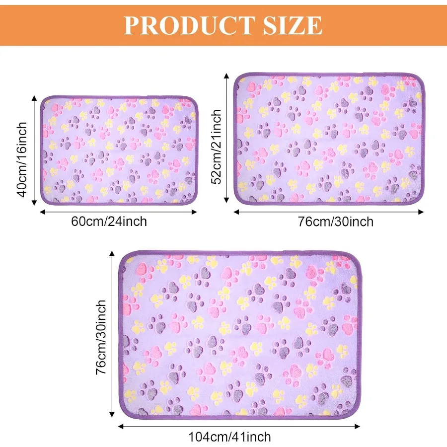 4 Pcs Dog Blanket Fleece Blanket Paw Print Small 24 x 16 Inch White Coffee Pink Purple Ideal for Pet Bedding Cozy Comfort for S