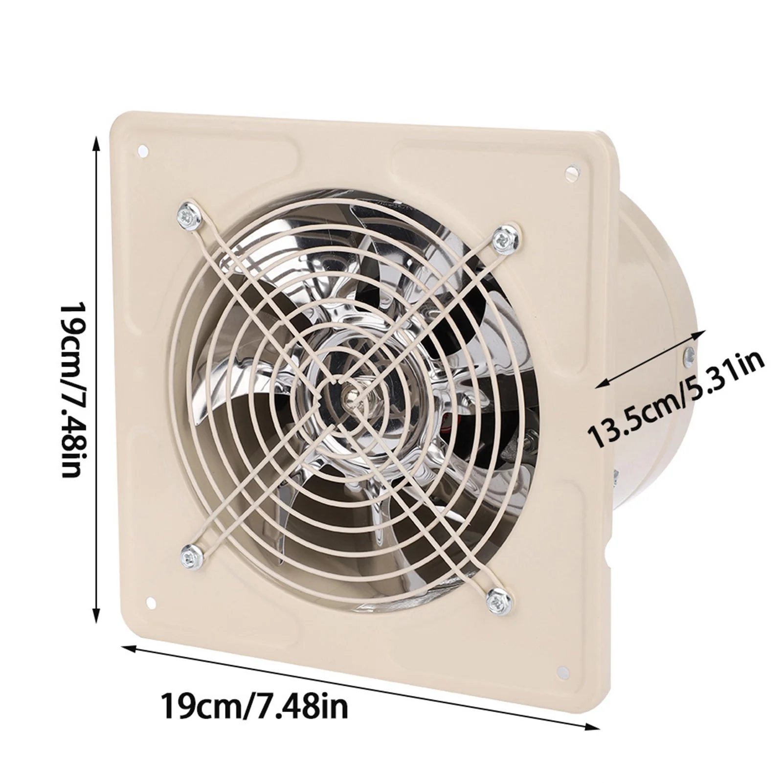 مروحة العادم 7.48 × 7.48 × 5.31 بوصة إطار مروحة مكتب كهربائي تهوية هادئة للغاية تمنح الرطوبة للمنزل والحمام