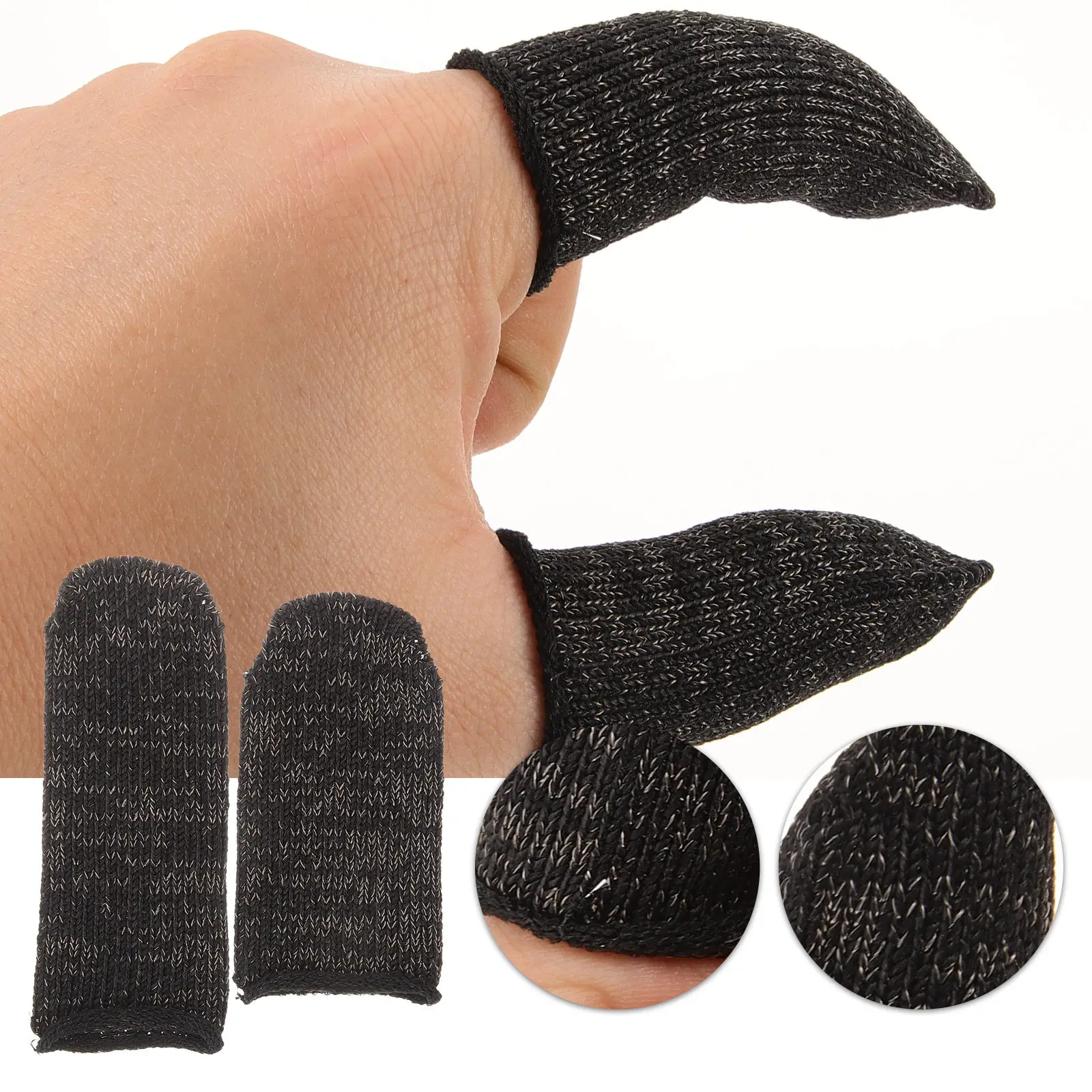 

6Pcs Polyester Finger Covers Wear Resistant Finger Sleeves Cut Resistant Protection for Fingertips Thumb Sleeve