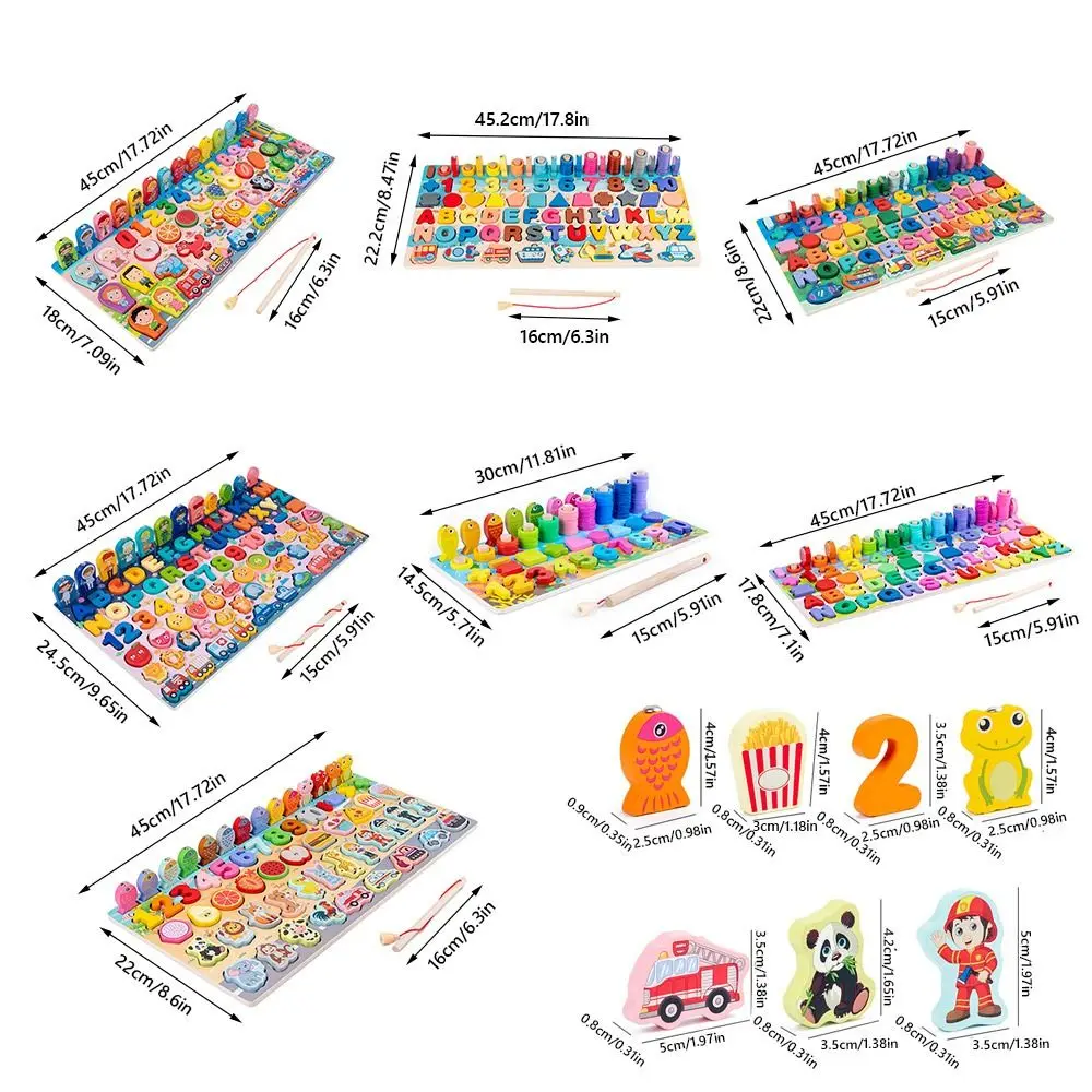 ไม้มอนเตสซอรี่ของเล่นไม้ตัวอักษรดิจิตอลผลไม้สัตว์การศึกษาเด็กของเล่นหลากสีรูปปริศนาจับคู่