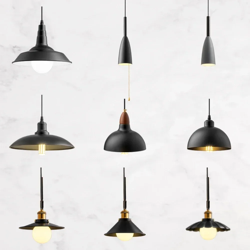 

Nordic Minimalist Pendant Lights Loft-Lamp Wood Iron Lampshade bedroom Restaurant Bar Decoration Indoor Hanging-Lights Fixtures