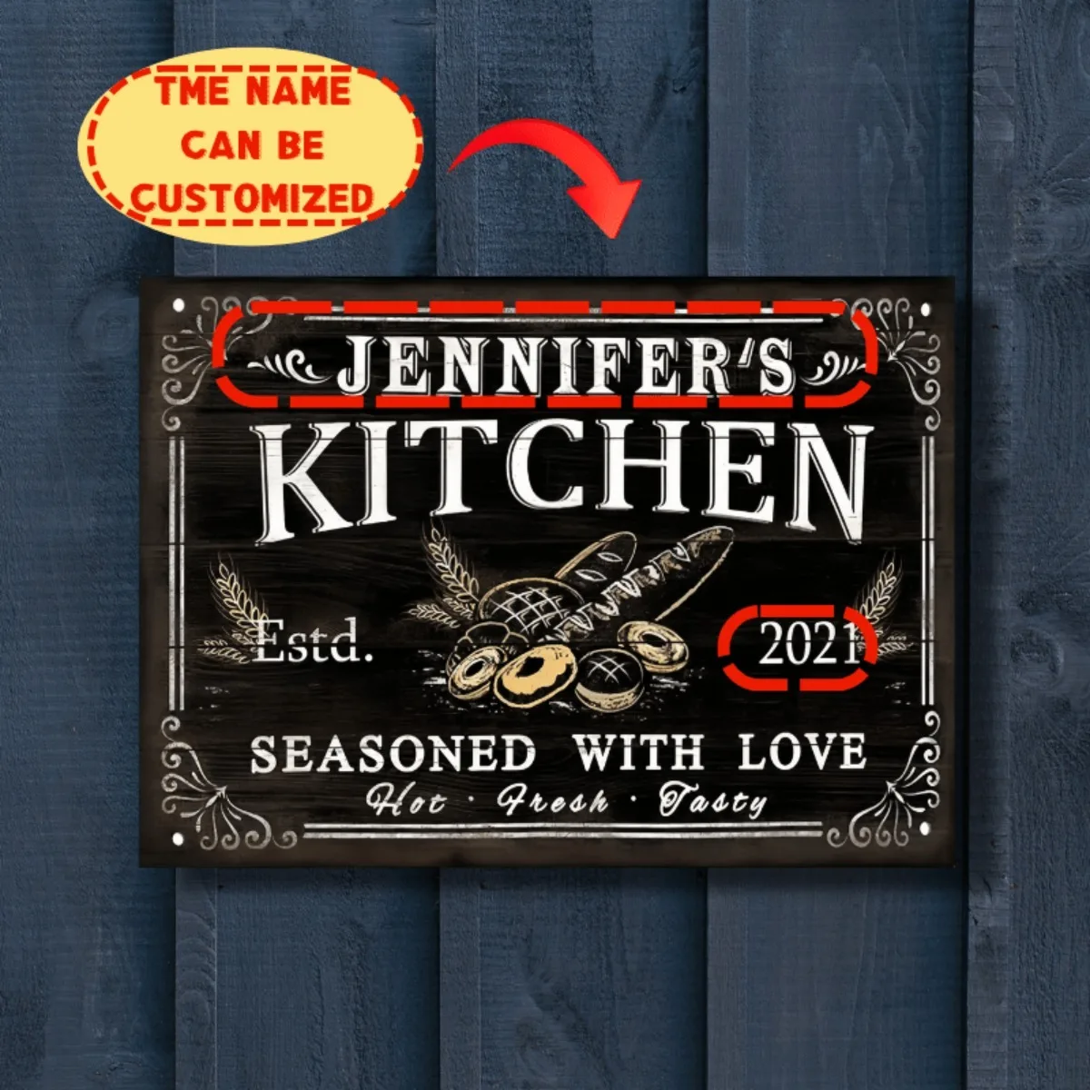 CIFbuy Customizable 2D Vintage Aluminum Sign 8x12In, Personalized Text Retro Wall Plaque for Kitchen Diner Home Decor