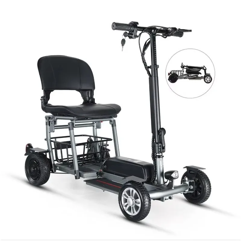 

Электрический скутер на 4 колесах из алюминиевого сплава, легкий складной скутер для пожилых людей