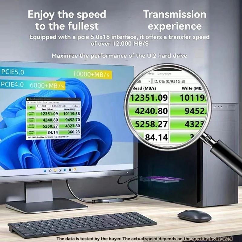 

PCIe 5.0 to U.2/U.3 NVMe Expansion Card Gen3 to SFF8639 128Gbps U.2 SSD Expansion Compatible for PCIE 4.0/3.0/2.0-ABVP