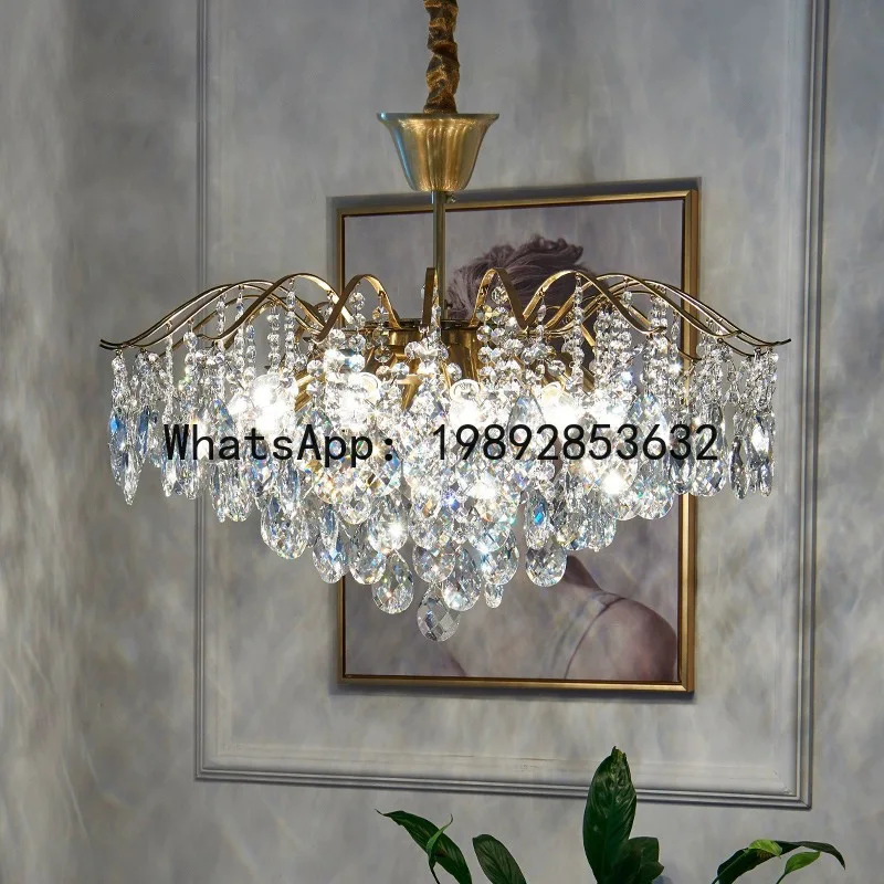 HYS Vintage Bedroom Light Dining Room Home Living Room Room Light Crystal Pendant Light