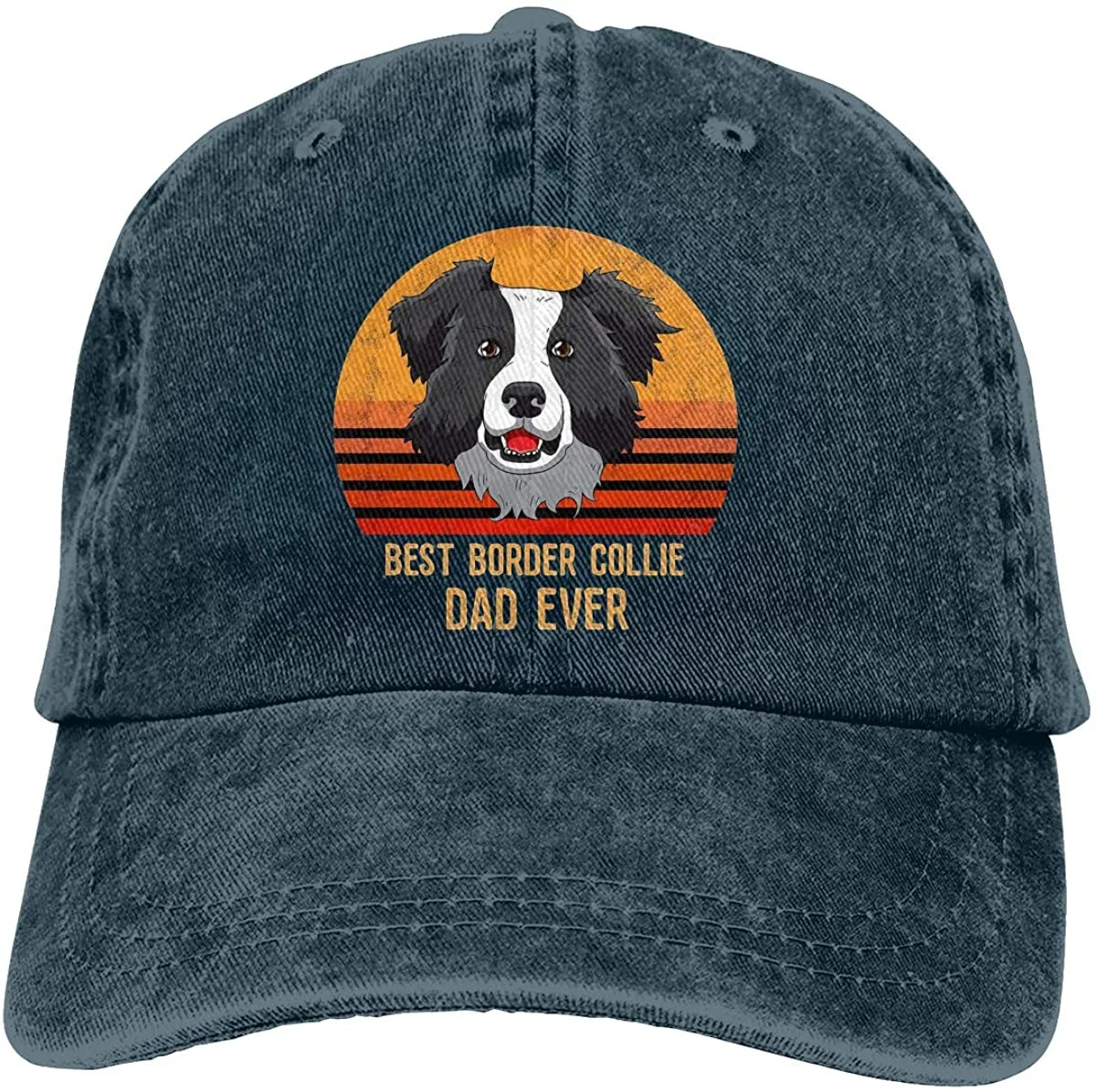 Beste Border Collie Vader Ooit Baseballpet Unisex Verstelbare Vintage Gewassen Denim Usa