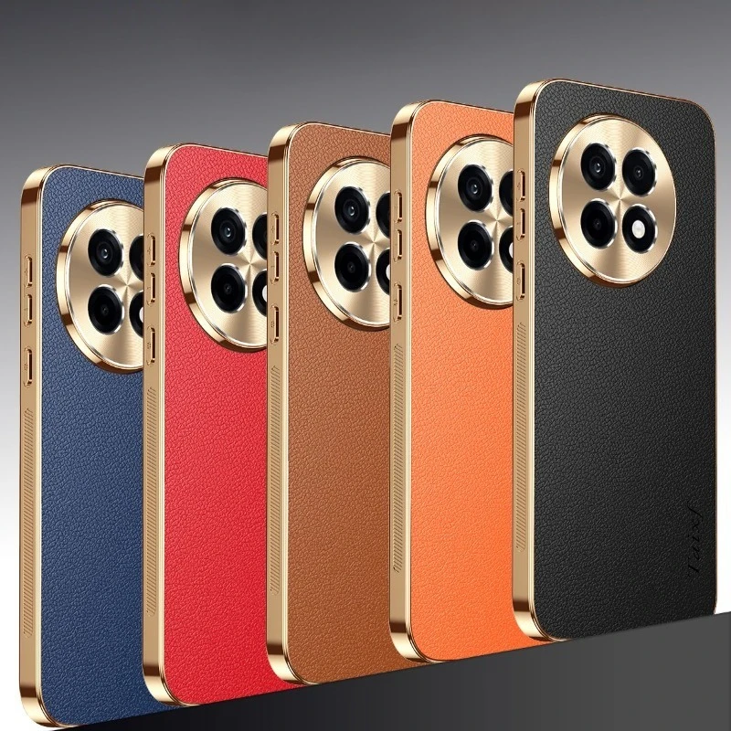 Case For 1+ 13 R Leather Texture Lichee Pattern Plating Cover For OnePlus Ace 5 1+ Ace3 2 Pro Shockproof Protection Cases