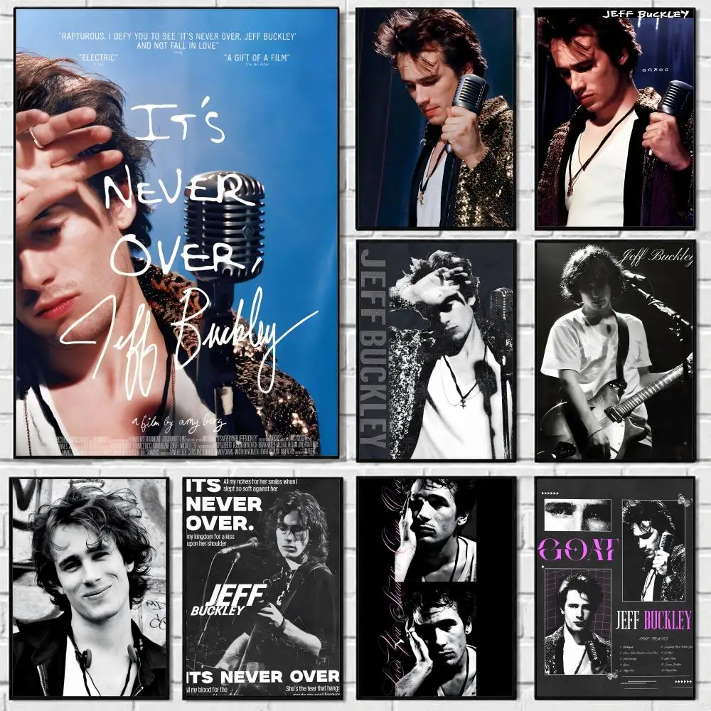 Singer Jeff Buckley Poster Self-adhesive Art Waterproof Paper Sticker Coffee House Bar Room Wall Decor