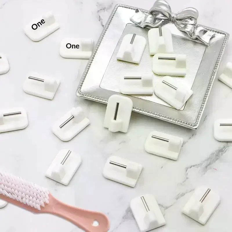 5/10Pcs Self Adhesive Wall Hooks Kitchen Bath Storage Curtain Buckle Accessories