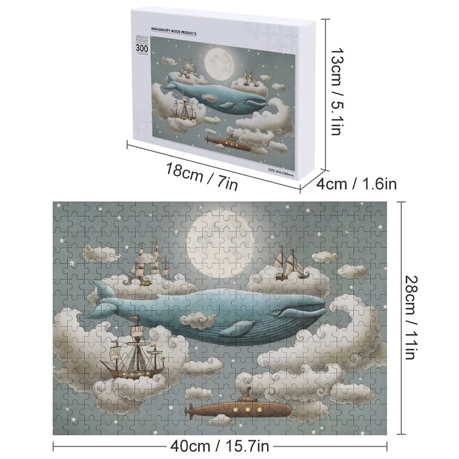 Ocean Meets Sky - خيار اللون، أحجية الصور المقطوعة، ألغاز ملحقات Diorama الفنية