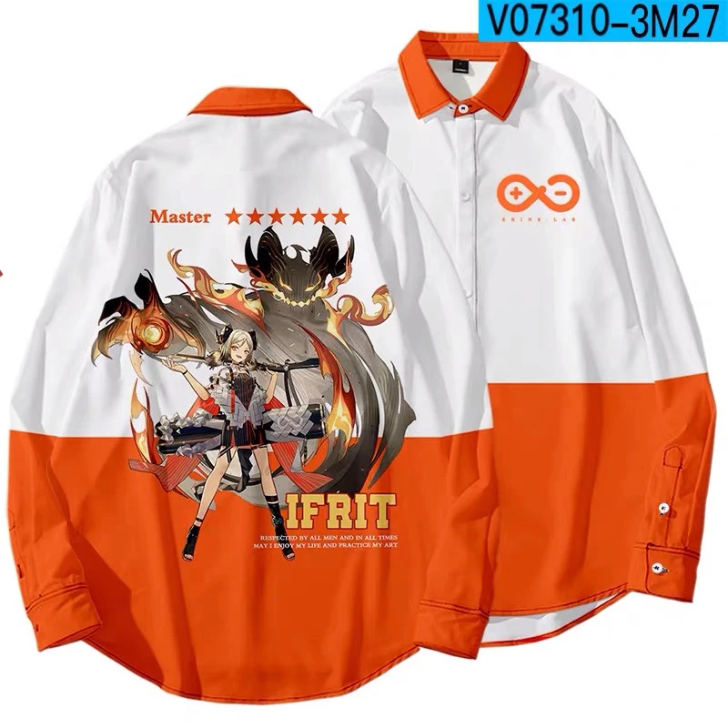 Arknights Anime Game 3d Polo Shirts Cosplay Men Women Turn-down Collar Button Tops Casual Sport Long Sleeve Tee Shirt Streetwear