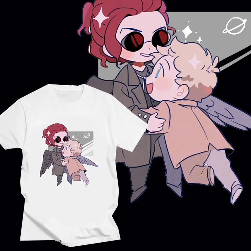 Print Good Omens The End Was Just The Start Tshirt Men Women TV Show Graphic Shirt Breathable Streetwear Men Tee Clothing Tops