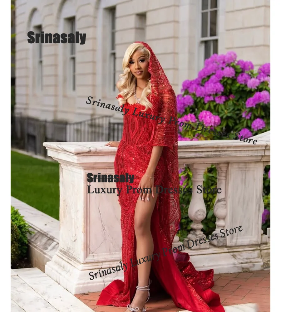 Customized Diamond Beading Long Prom Dresses African Dignified Jewelry Crystal Evening Dresses Resplendent Mermaid Party Gown